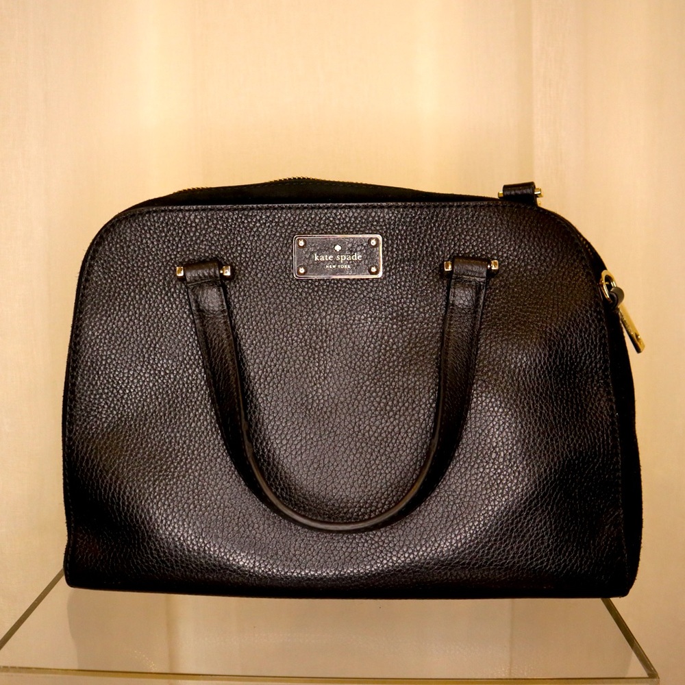 Black Kate Spade Bowling Bag with cross strap